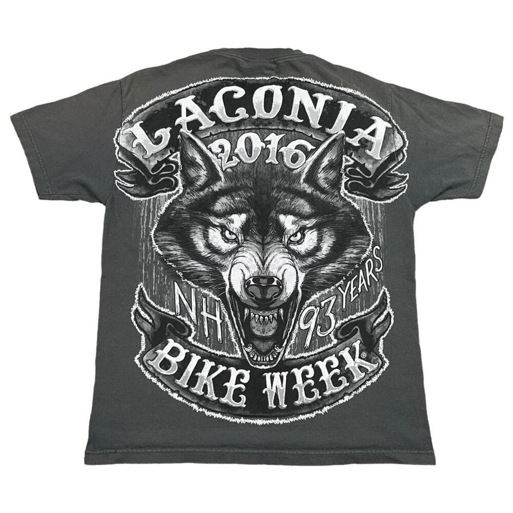 Hot Leathers 2016‎ Laconia Bike Week Wolf Motorcycle Gray Shirt Adult Large